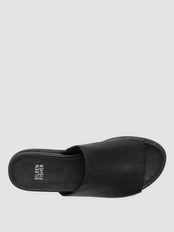 Shop Eileen Fisher Shoes Dotes Tumbled Leather Wedge Sandal Black