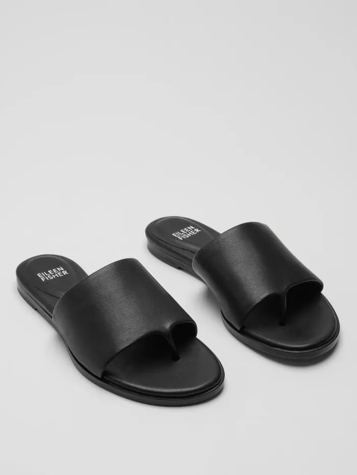 Shop Eileen Fisher Shoes Edge Leather Slide Sandal Black