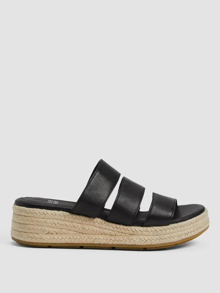 Shop Eileen Fisher Shoes Mayla Tumbled Leather Espadrille Black