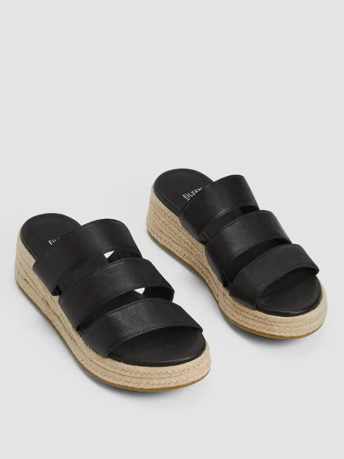 Shop Eileen Fisher Shoes Mayla Tumbled Leather Espadrille Black