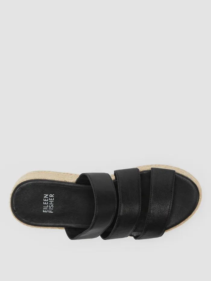 Shop Eileen Fisher Shoes Mayla Tumbled Leather Espadrille Black
