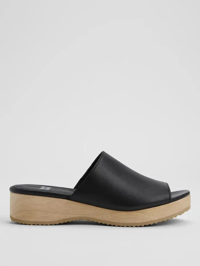 Shop Eileen Fisher Shoes Novel Leather Wedge Sandal Black