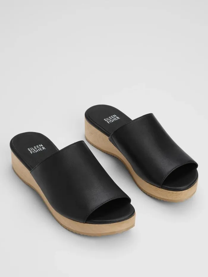 Shop Eileen Fisher Shoes Novel Leather Wedge Sandal Black