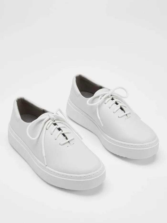 Shop Eileen Fisher Shoes Penni Leather Wedge Sneaker White