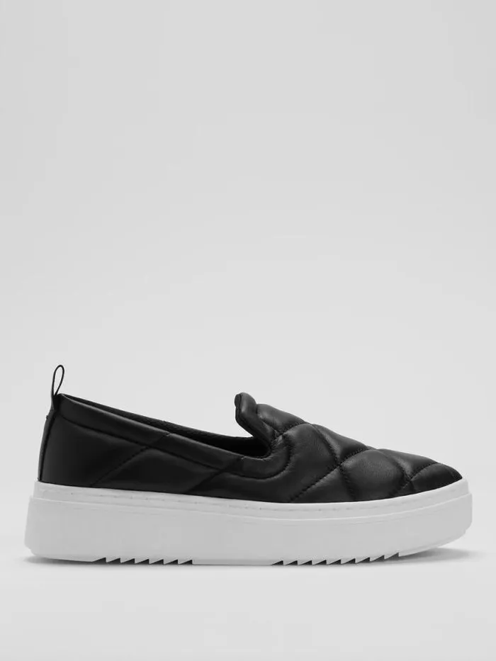 Shop Eileen Fisher Shoes Poem Nappa Leather Platform Sneaker Black