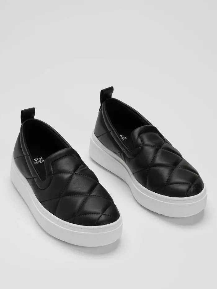 Shop Eileen Fisher Shoes Poem Nappa Leather Platform Sneaker Black