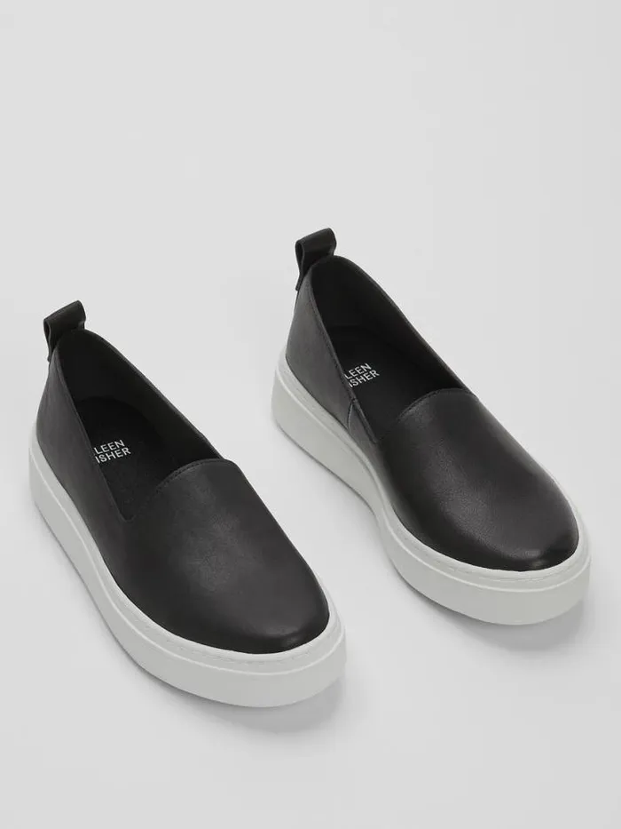 Shop Eileen Fisher Shoes Prosper Platform Sneaker In Leather Black
