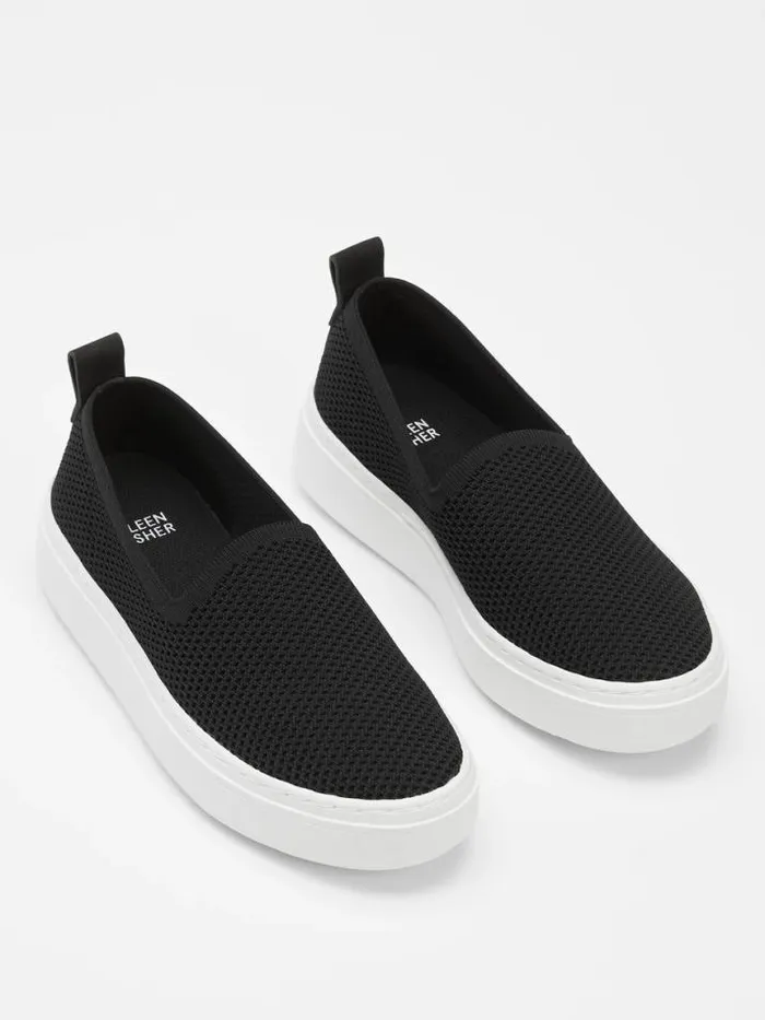 Shop Eileen Fisher Shoes Prosper Platform Sneaker In Recycled Stretch Knit Black