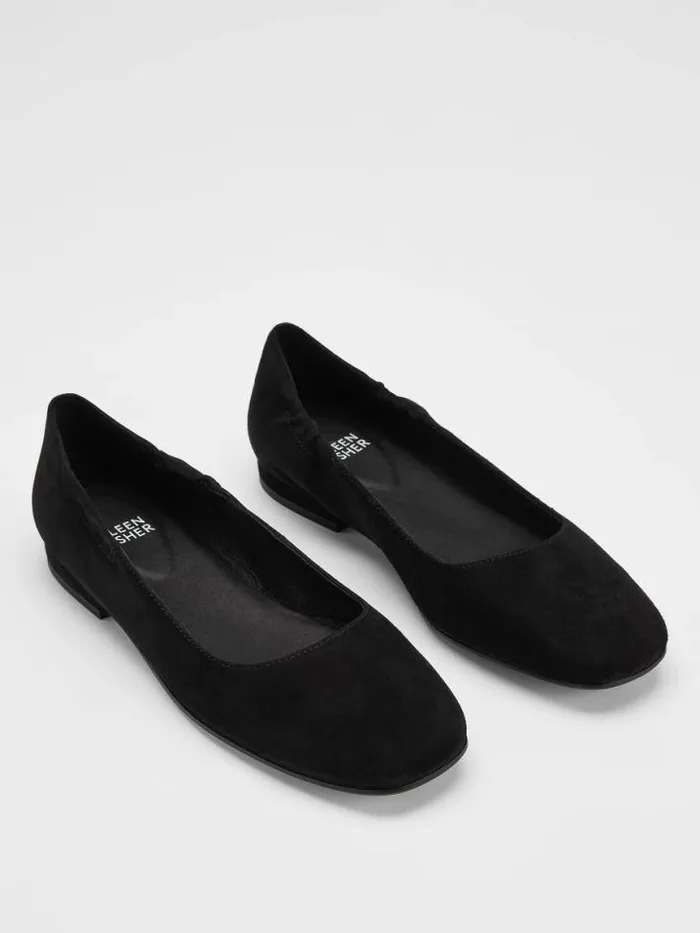 Shop Eileen Fisher Shoes Selle Suede Ballet Flat Black