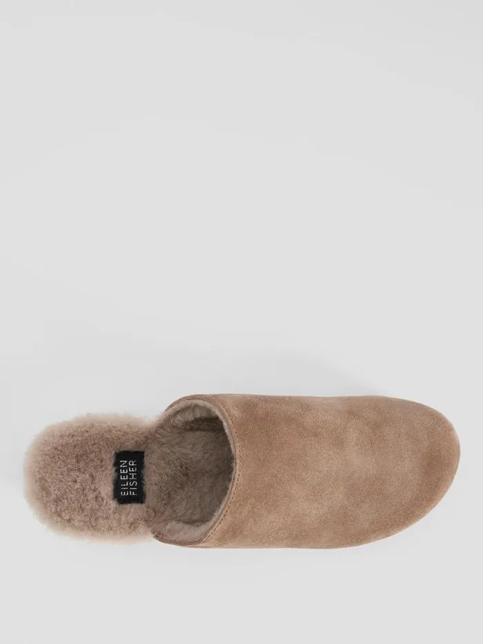 Shop Eileen Fisher Shoes Shearling Clog In Suede Marble