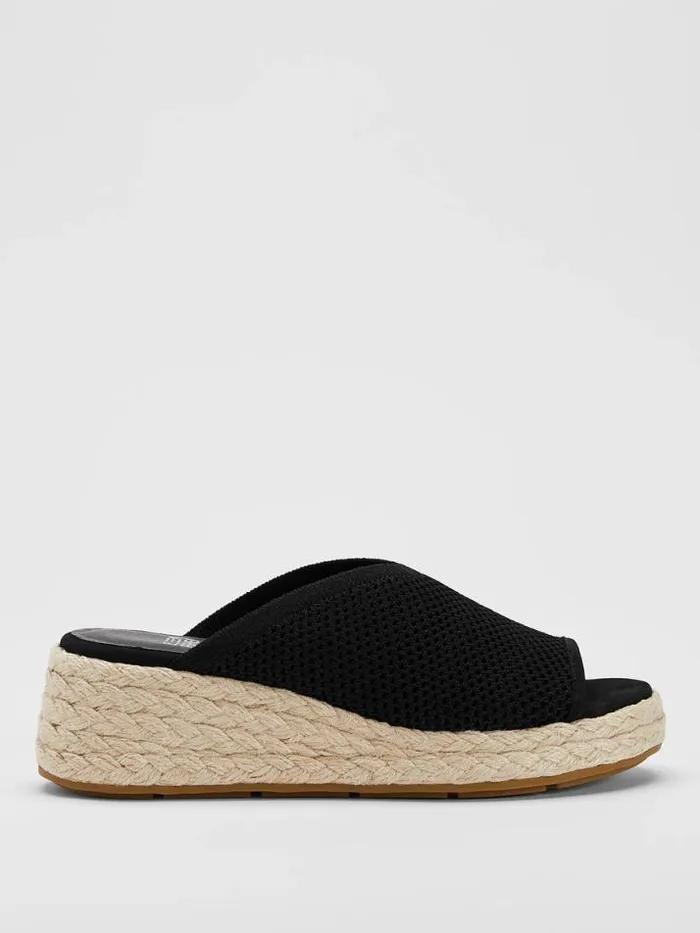Shop Eileen Fisher Shoes Tali Recycled Stretch Knit Espadrille Wedge Sandal Black