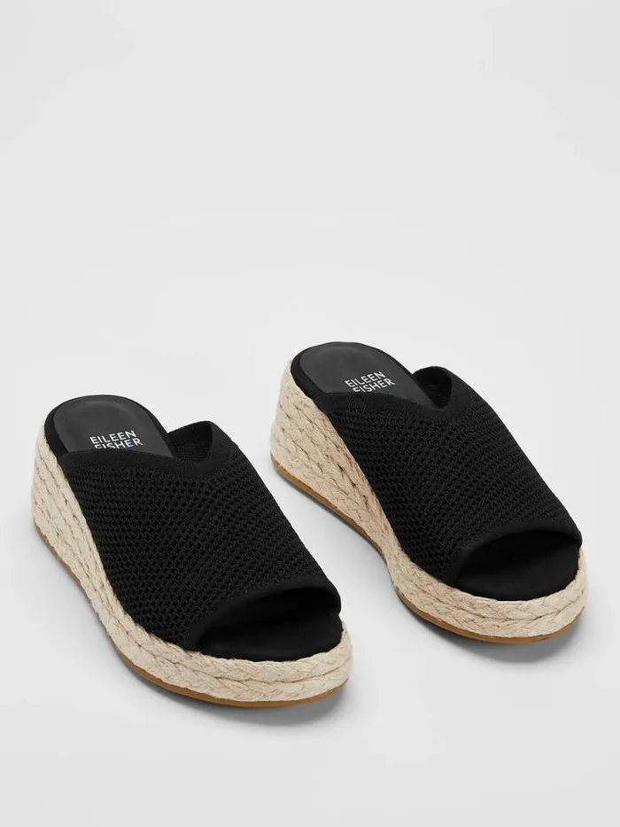 Shop Eileen Fisher Shoes Tali Recycled Stretch Knit Espadrille Wedge Sandal Black