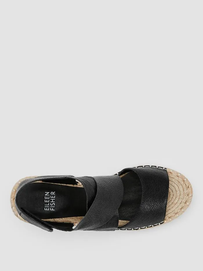 Shop Eileen Fisher Shoes Willow Tumbled Leather Wedge Espadrille Black