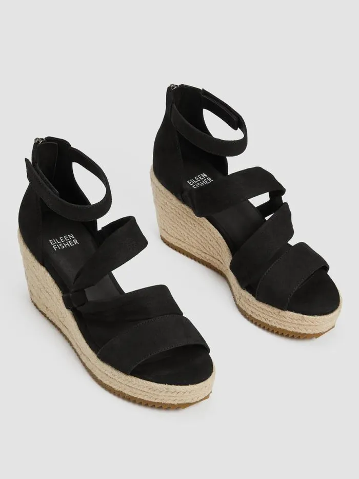 Shop Eileen Fisher Shoes Wisp Tumbled Nubuck Espadrille Black