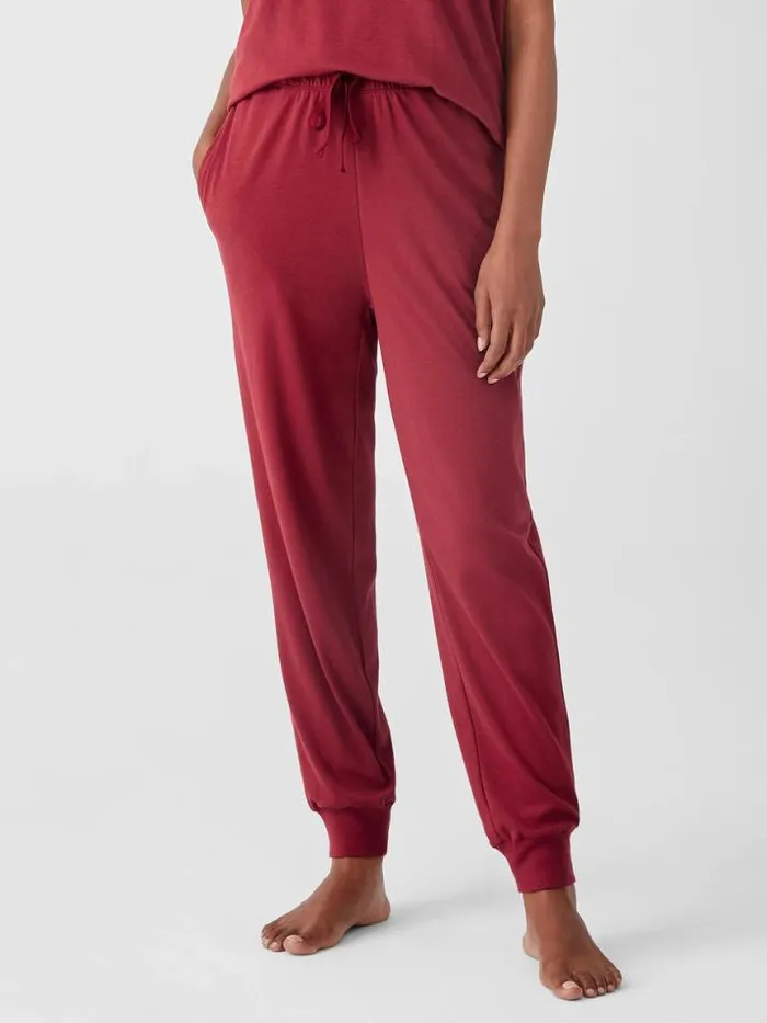 Shop Eileen Fisher Sleepwear Cozy Organic Cotton Interlock Jogger Pant Cranberry