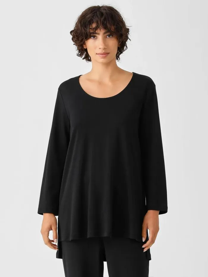 Shop Eileen Fisher Sleepwear Cozy Organic Cotton Interlock UNeck Top Black