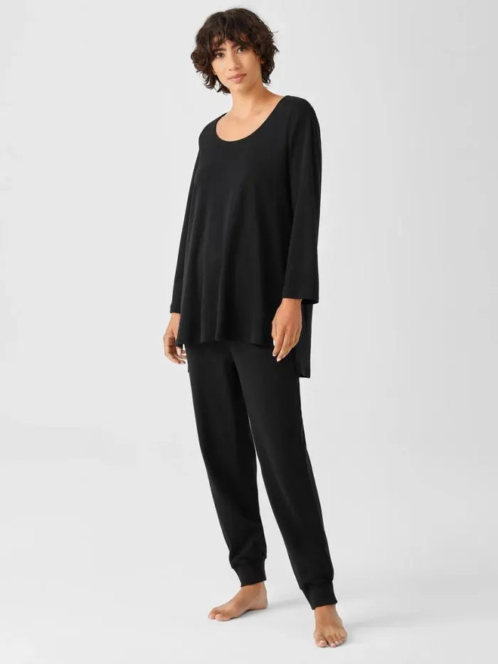 Shop Eileen Fisher Sleepwear Cozy Organic Cotton Interlock UNeck Top Black