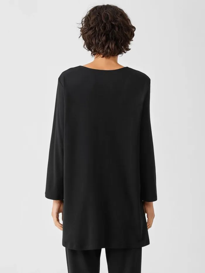 Shop Eileen Fisher Sleepwear Cozy Organic Cotton Interlock UNeck Top Black