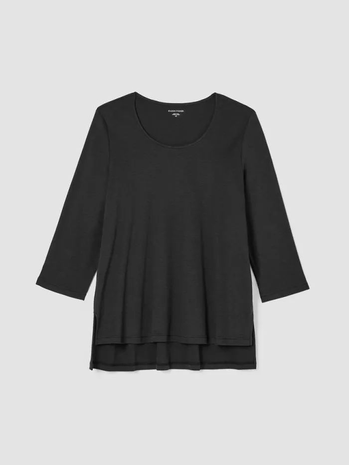 Shop Eileen Fisher Sleepwear Cozy Organic Cotton Interlock UNeck Top Black