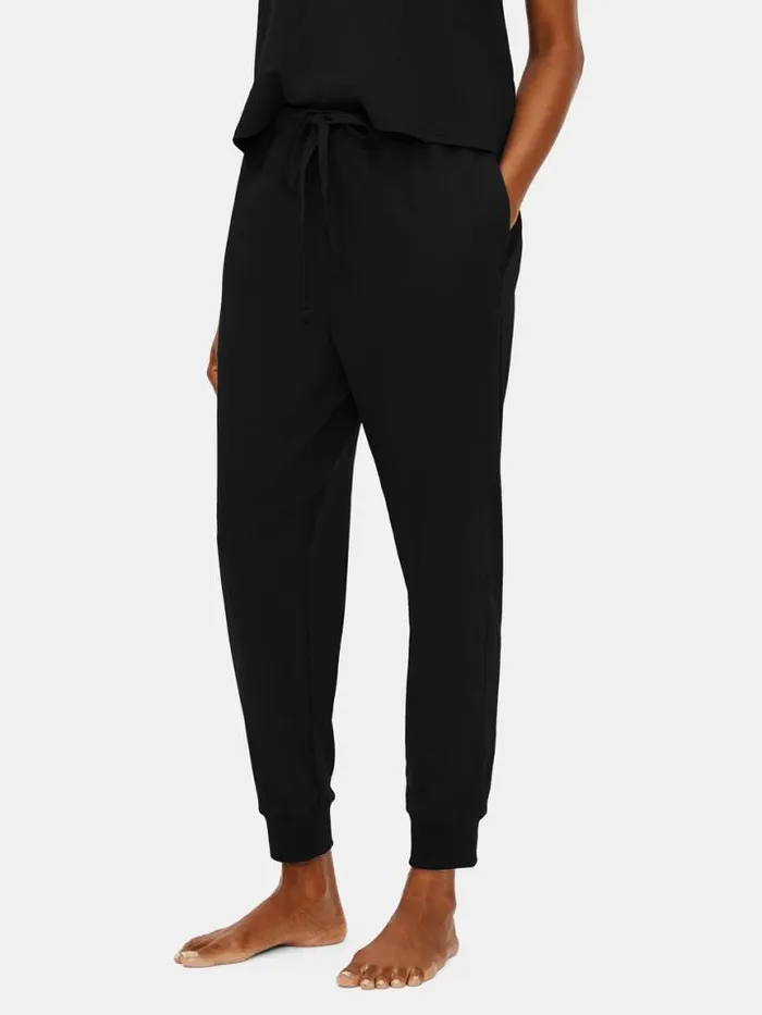 Shop Eileen Fisher Sleepwear Organic Cotton Interlock Jogger Sleep Pant Black