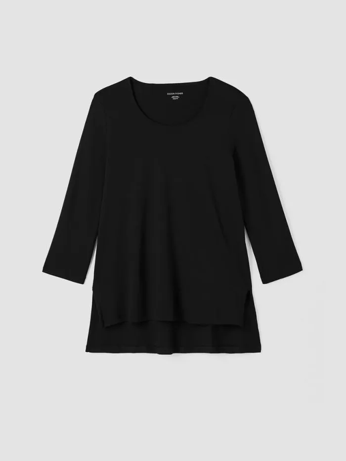 Shop Eileen Fisher Sleepwear Organic Cotton Interlock Long Sleep Top Black