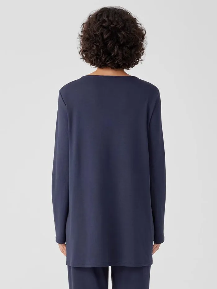 Shop Eileen Fisher Sleepwear Organic Cotton Interlock Long Sleep Top Indigo