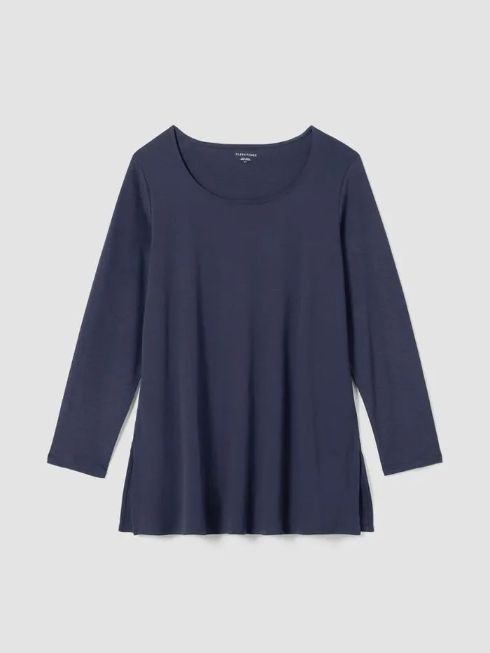 Shop Eileen Fisher Sleepwear Organic Cotton Interlock Long Sleep Top Indigo
