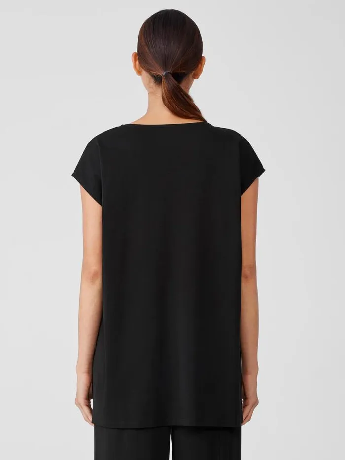 Shop Eileen Fisher Sleepwear Organic Cotton Interlock Scoop Neck Sleep Tee Black