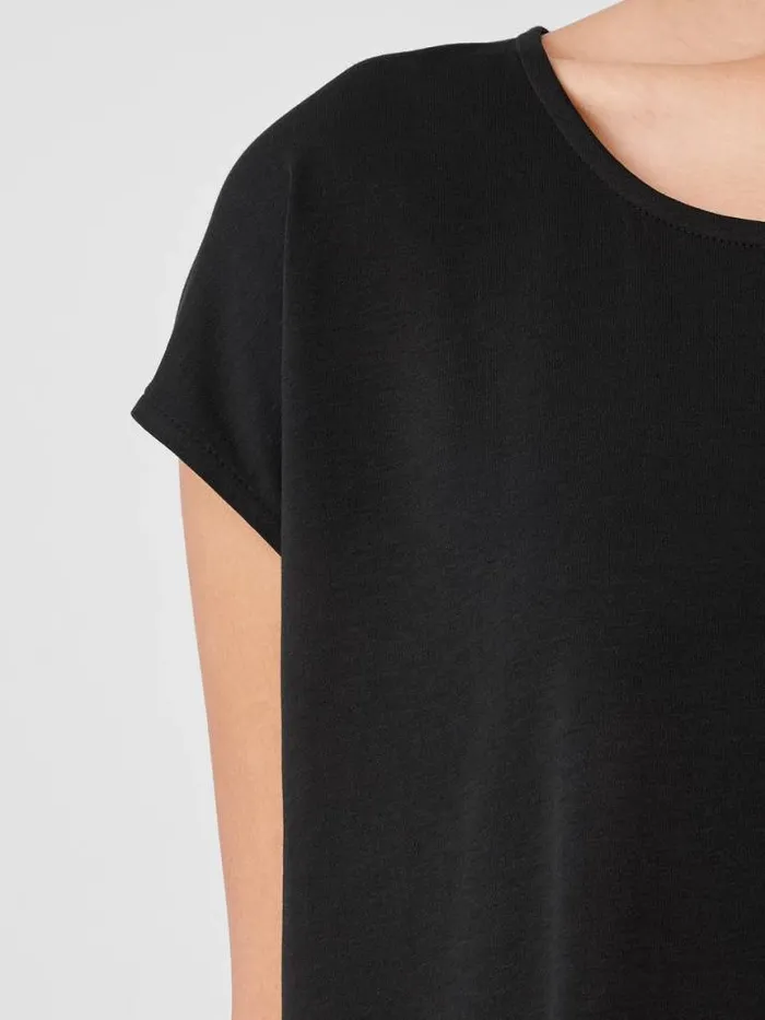 Shop Eileen Fisher Sleepwear Organic Cotton Interlock Scoop Neck Sleep Tee Black