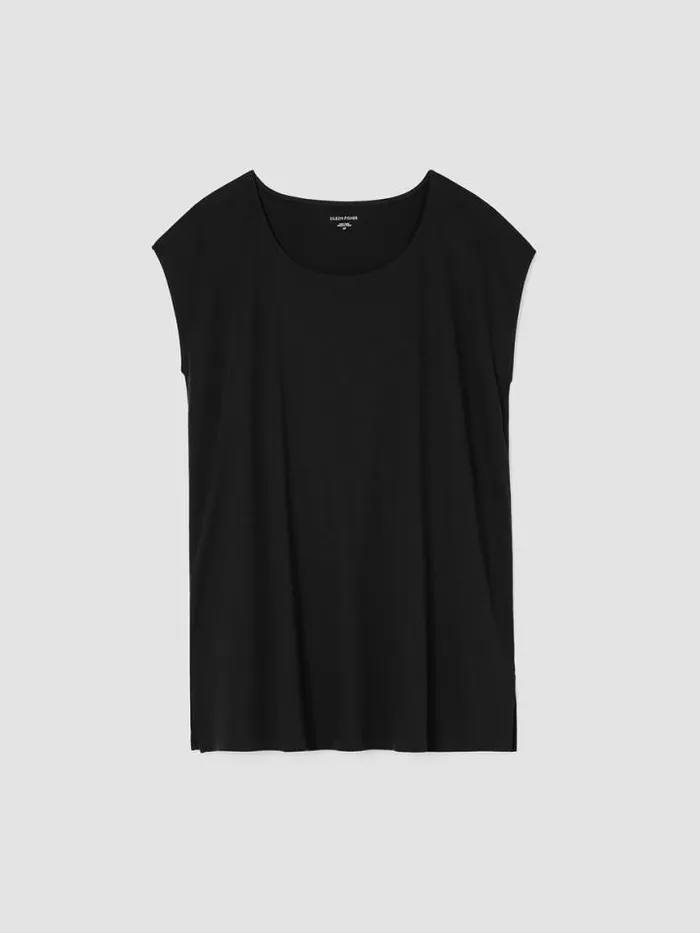 Shop Eileen Fisher Sleepwear Organic Cotton Interlock Scoop Neck Sleep Tee Black