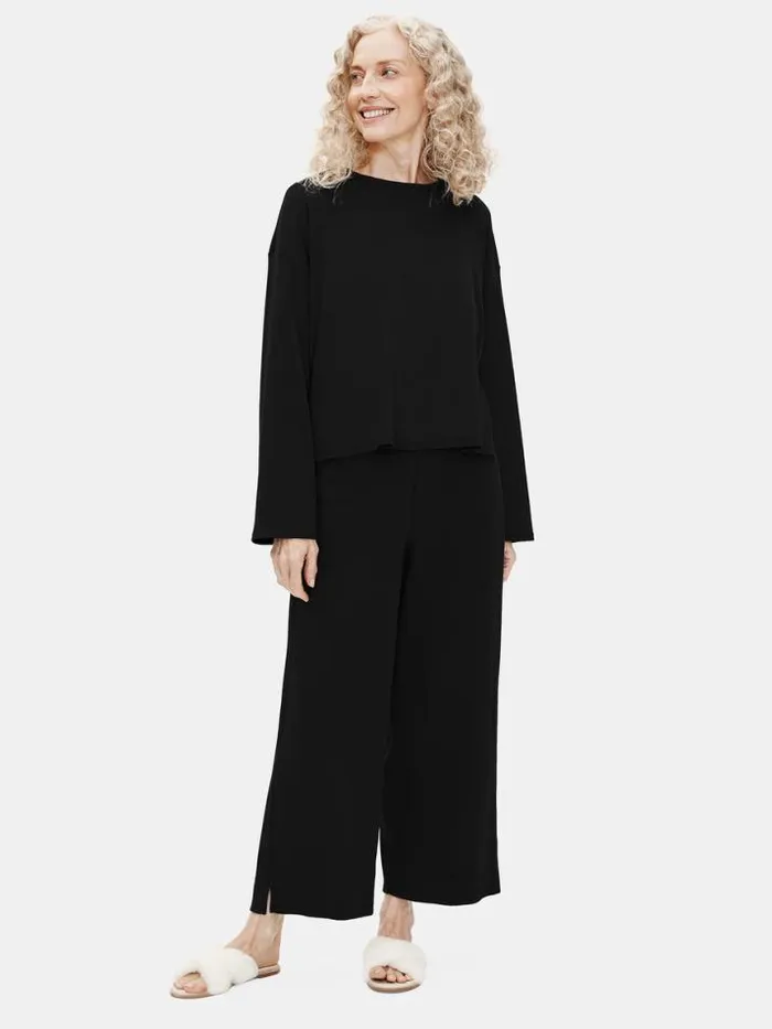 Shop Eileen Fisher Sleepwear Organic Cotton Interlock Sleep BoxTop Black