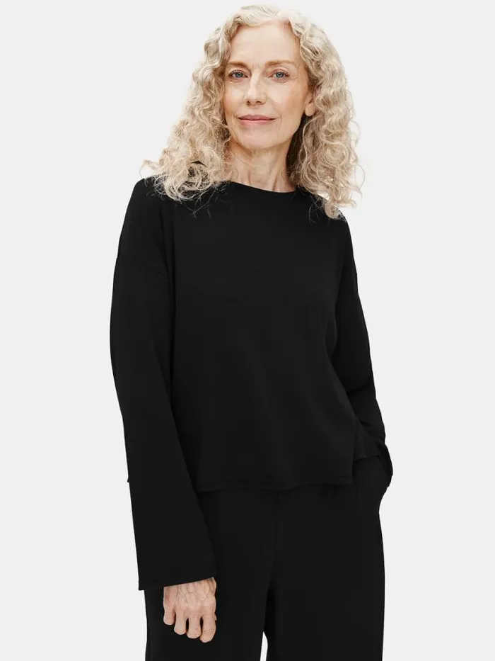 Shop Eileen Fisher Sleepwear Organic Cotton Interlock Sleep BoxTop Black