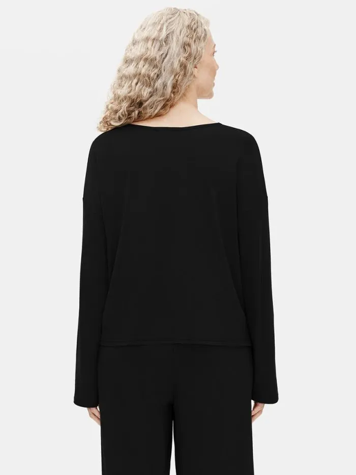 Shop Eileen Fisher Sleepwear Organic Cotton Interlock Sleep BoxTop Black