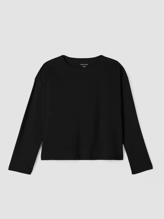 Shop Eileen Fisher Sleepwear Organic Cotton Interlock Sleep BoxTop Black