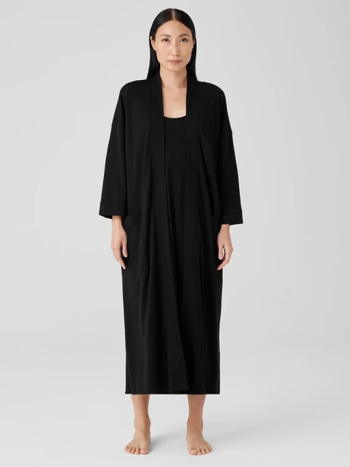 Shop Eileen Fisher Sleepwear Organic Cotton Interlock Sleep Robe Black