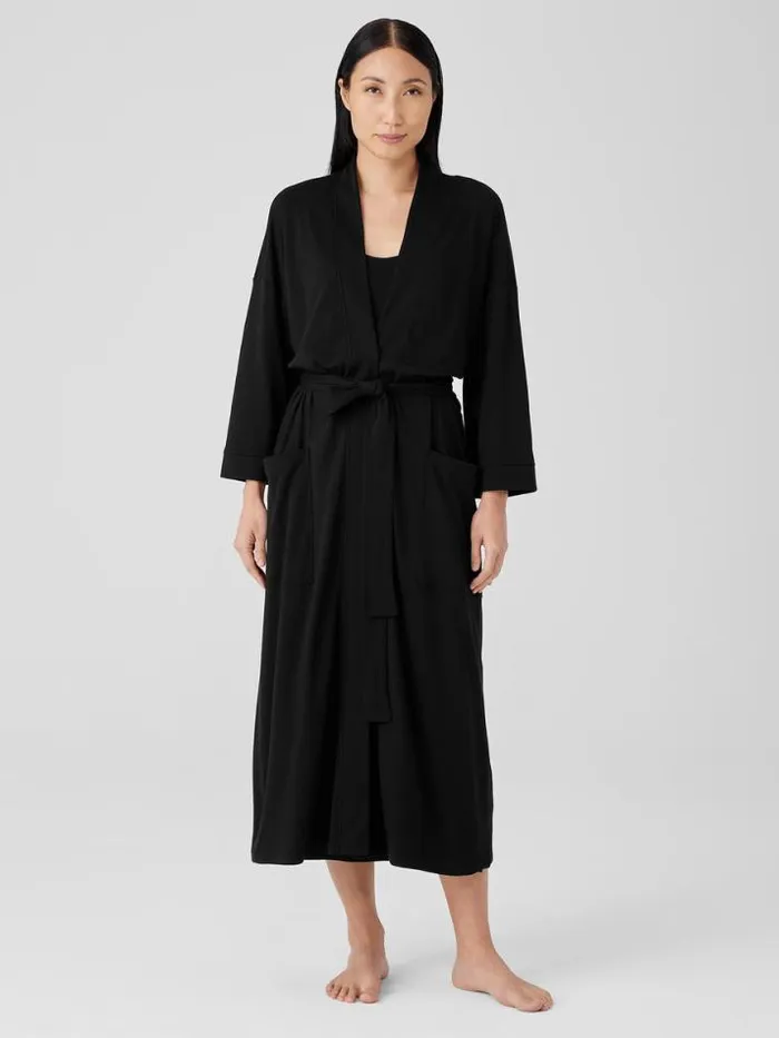 Shop Eileen Fisher Sleepwear Organic Cotton Interlock Sleep Robe Black