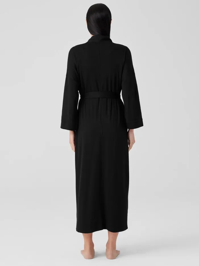 Shop Eileen Fisher Sleepwear Organic Cotton Interlock Sleep Robe Black