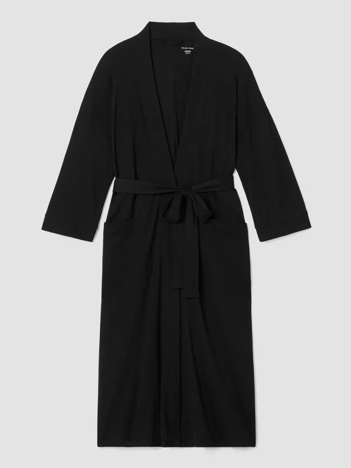 Shop Eileen Fisher Sleepwear Organic Cotton Interlock Sleep Robe Black