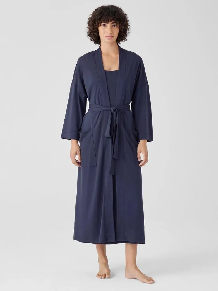 Shop Eileen Fisher Sleepwear Organic Cotton Interlock Sleep Robe Indigo