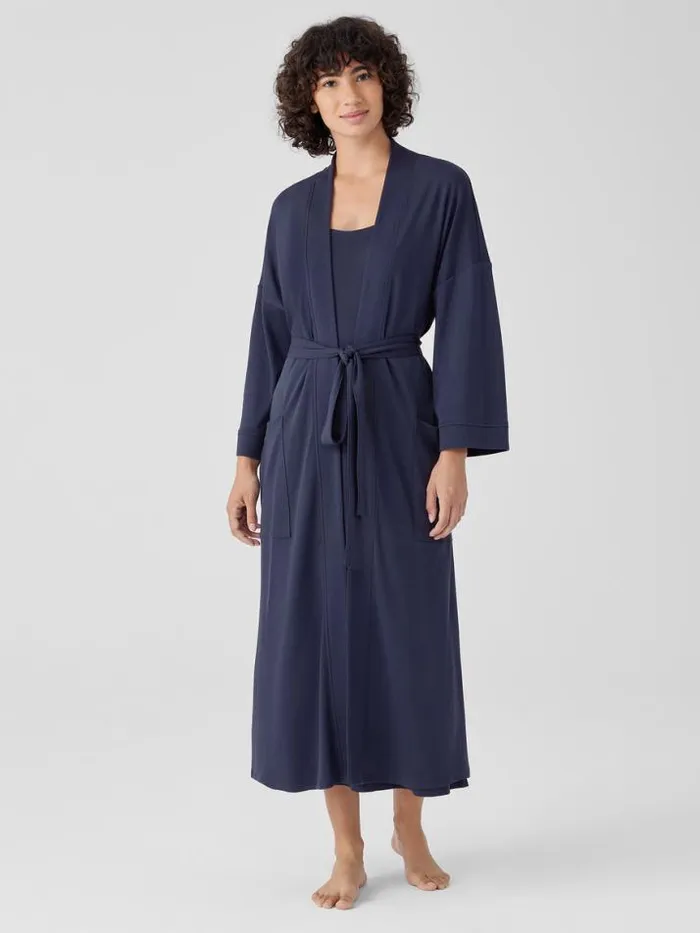 Shop Eileen Fisher Sleepwear Organic Cotton Interlock Sleep Robe Indigo
