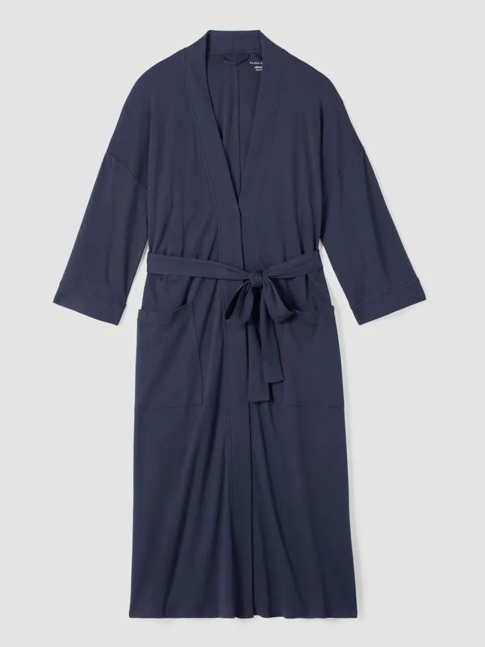 Shop Eileen Fisher Sleepwear Organic Cotton Interlock Sleep Robe Indigo