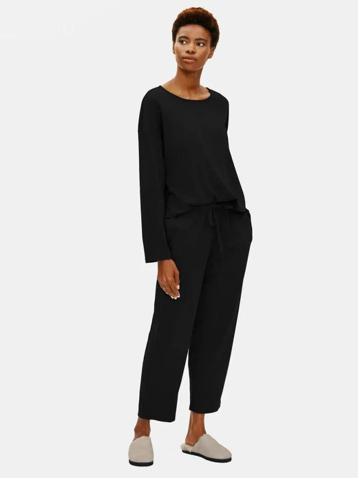 Shop Eileen Fisher Sleepwear Organic Cotton Interlock Slouchy Sleep Pant Black