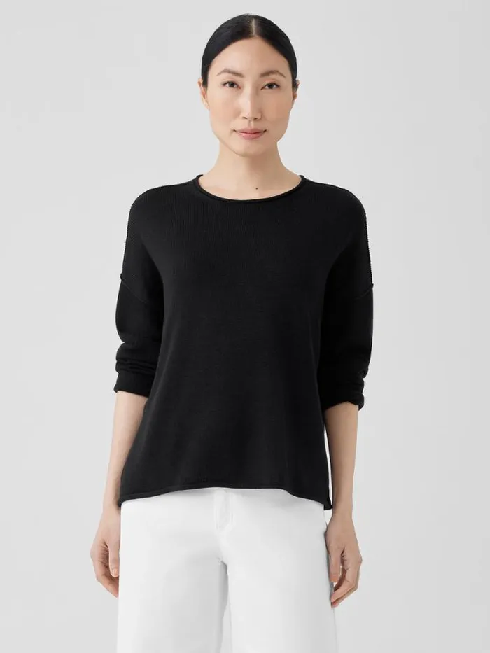 Shop Eileen Fisher Sweaters and Cardigans Peruvian Cotton Blend Crew Neck Top Black Shop Eileen Fisher Sweaters and Cardigans Peruvian Cotton Blend Crew Neck Top Black