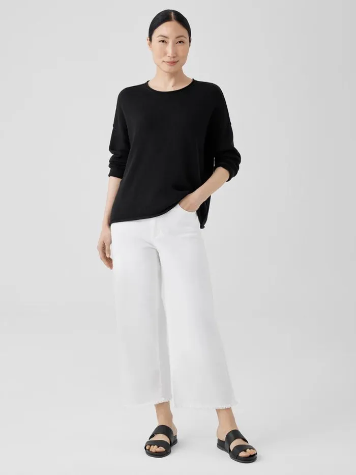 Shop Eileen Fisher Sweaters and Cardigans Peruvian Cotton Blend Crew Neck Top Black
