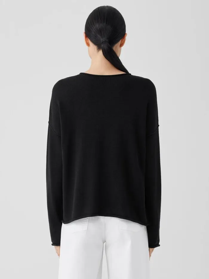 Shop Eileen Fisher Sweaters and Cardigans Peruvian Cotton Blend Crew Neck Top Black