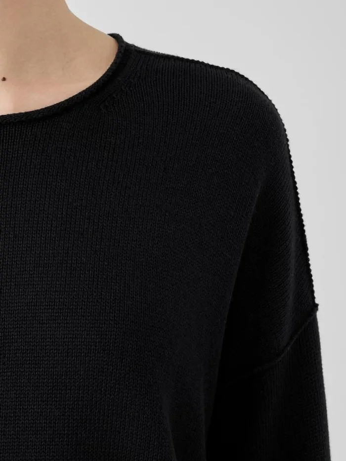 Shop Eileen Fisher Sweaters and Cardigans Peruvian Cotton Blend Crew Neck Top Black