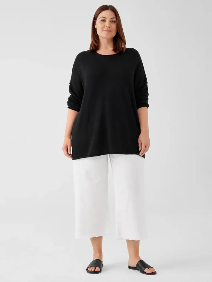 Shop Eileen Fisher Sweaters and Cardigans Peruvian Cotton Blend Crew Neck Top Black
