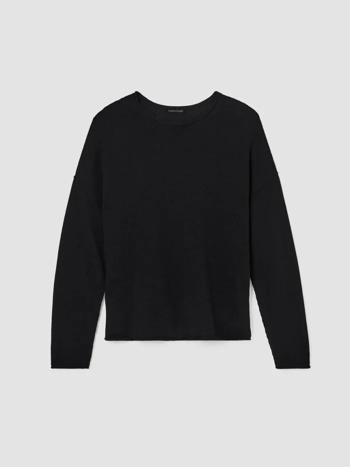 Shop Eileen Fisher Sweaters and Cardigans Peruvian Cotton Blend Crew Neck Top Black