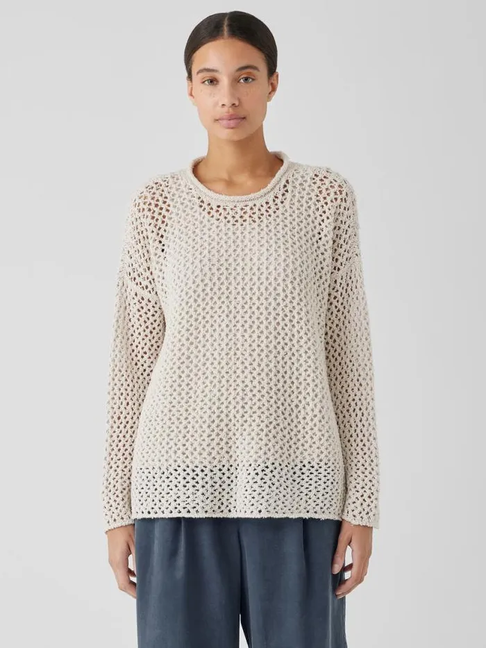 Shop Eileen Fisher Sweaters and Cardigans Peruvian Organic Cotton Boucle Crew Neck Top Bone Shop Eileen Fisher Sweaters and Cardigans Peruvian Organic Cotton Boucle Crew Neck Top Bone