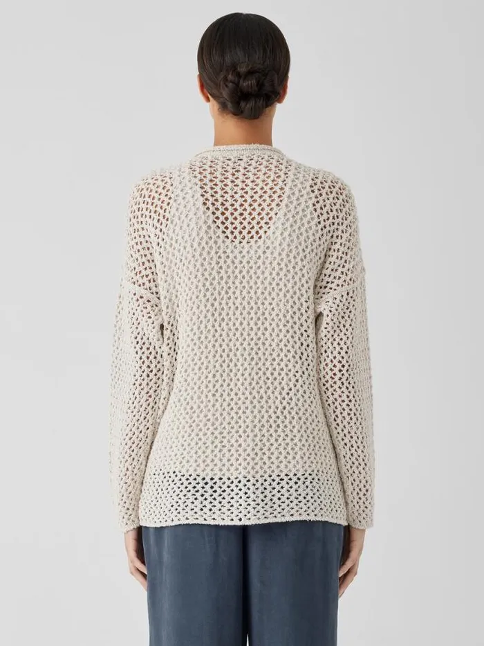 Shop Eileen Fisher Sweaters and Cardigans Peruvian Organic Cotton Boucle Crew Neck Top Bone